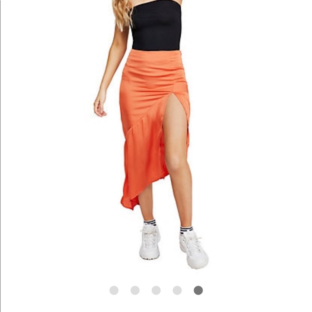 Free People Orange Sarin Skirt